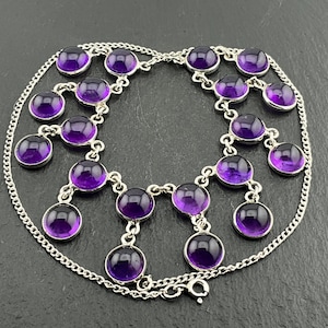 Vintage Sterling Silver Amethyst Fancy Statement Choker Necklace