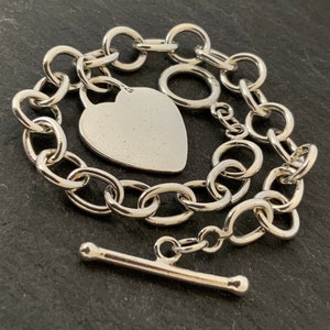 Heart T Bar Bracelet - Etsy UK