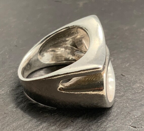 Vintage Sterling Silver Swirl Band Ring, UK Size … - image 4