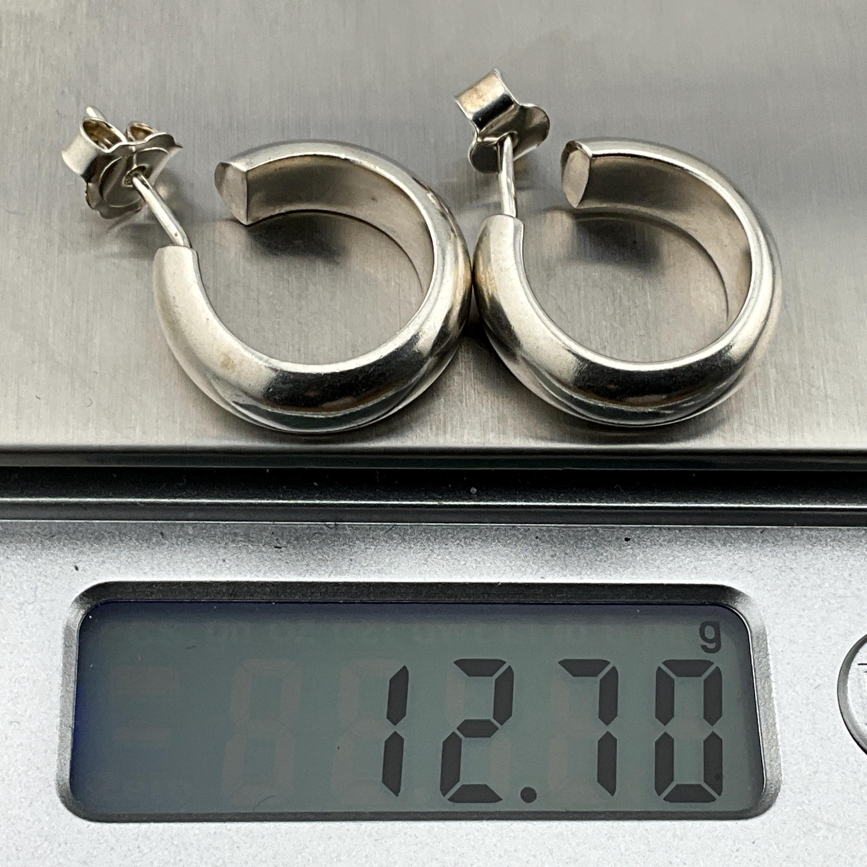 Vintage Heavy Sterling Silver Hoop Stud Earrings - Etsy