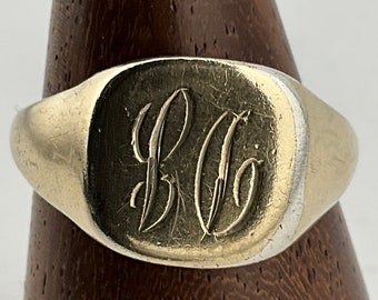 Vintage Sterling Silver Initial Signet Ring, UK Size T, US Size 9 3/4, EU Size 61 1/4