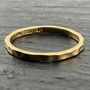 Vintage 10K Gold Hammered Stacker Band, UK Size N 1/2, US Size 7 1/4, EU Size 54 1/2