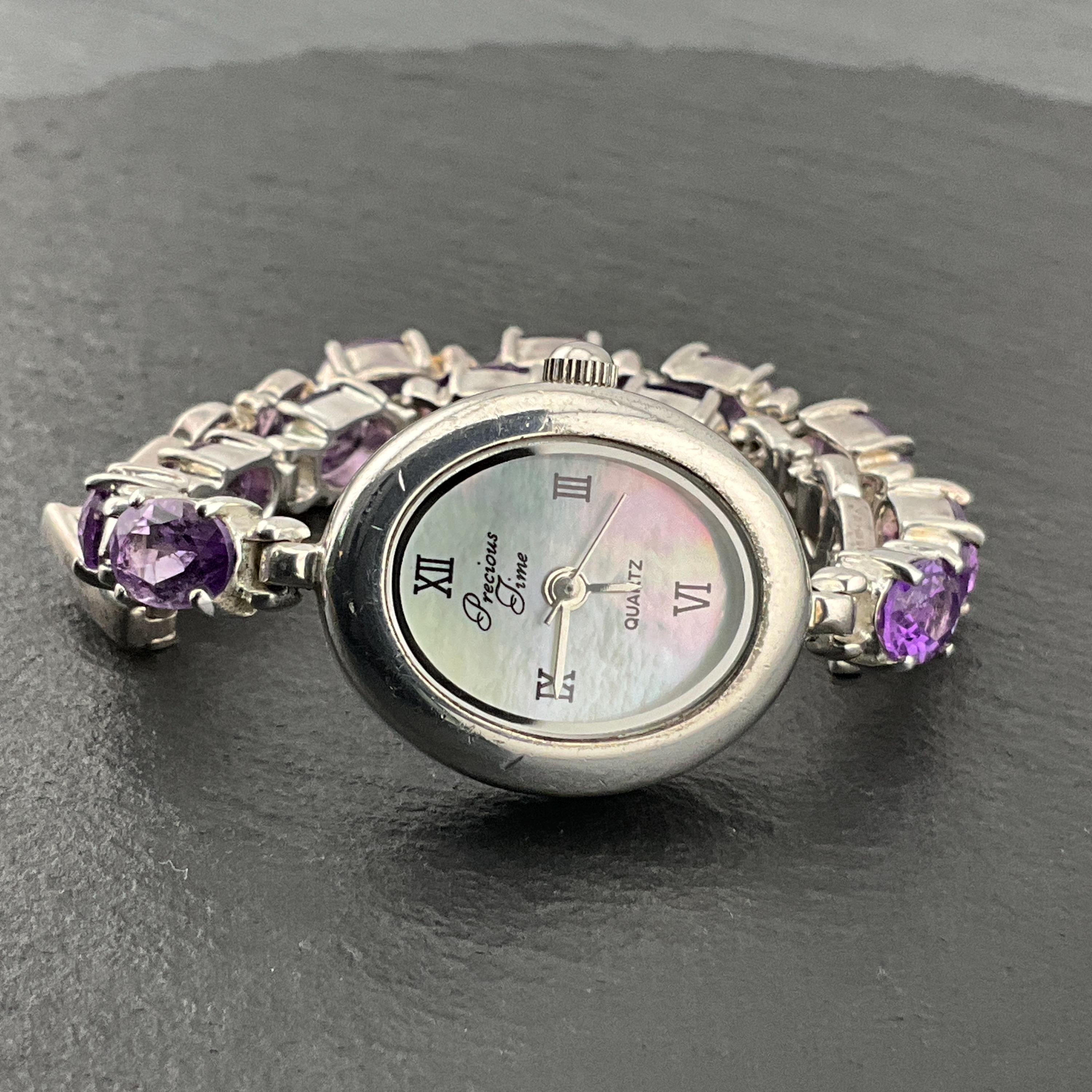 Vintage Solid Sterling Silver Amethyst Wrist Watch - Etsy