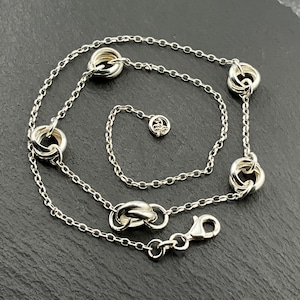 Vintage Sterling Silver Fancy Interlocking Rings Necklace