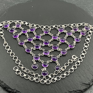 Vintage Sterling Silver Amethyst Fancy Statement Necklace