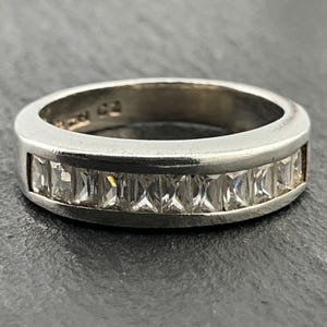 Vintage Cubic Zirconia Sterling Silver Statement Ring, UK Size P, US Size 7 1/2, EU Size 55 1/4