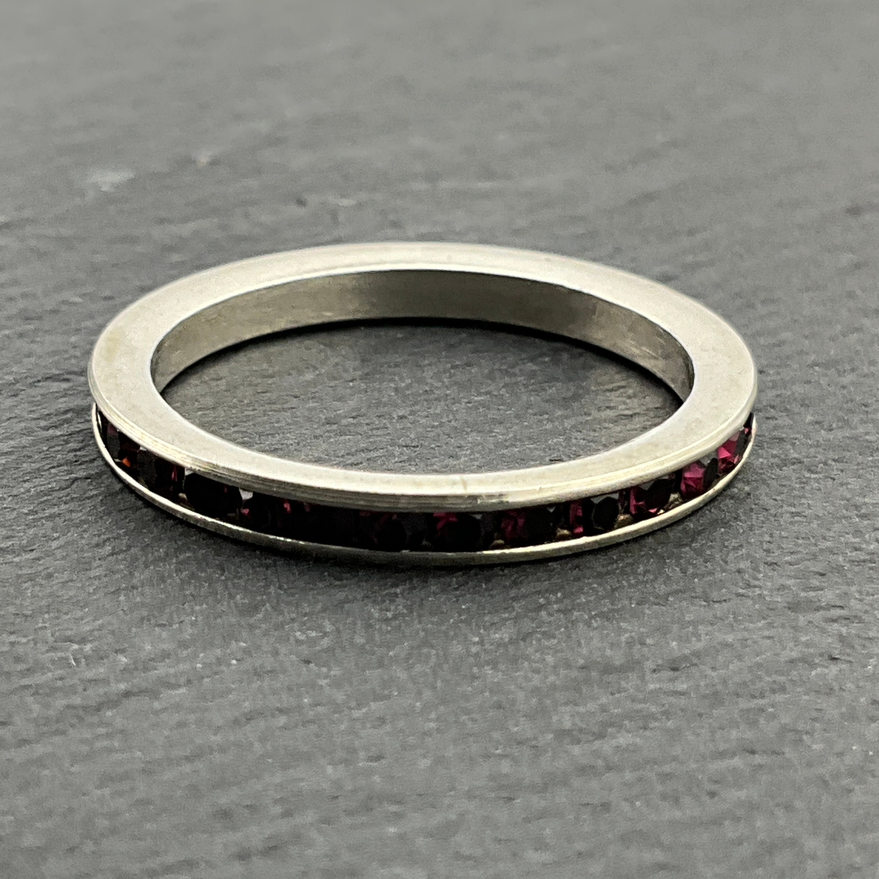 Vintage Cubic Zirconia Sterling Silver Half Eternity Band