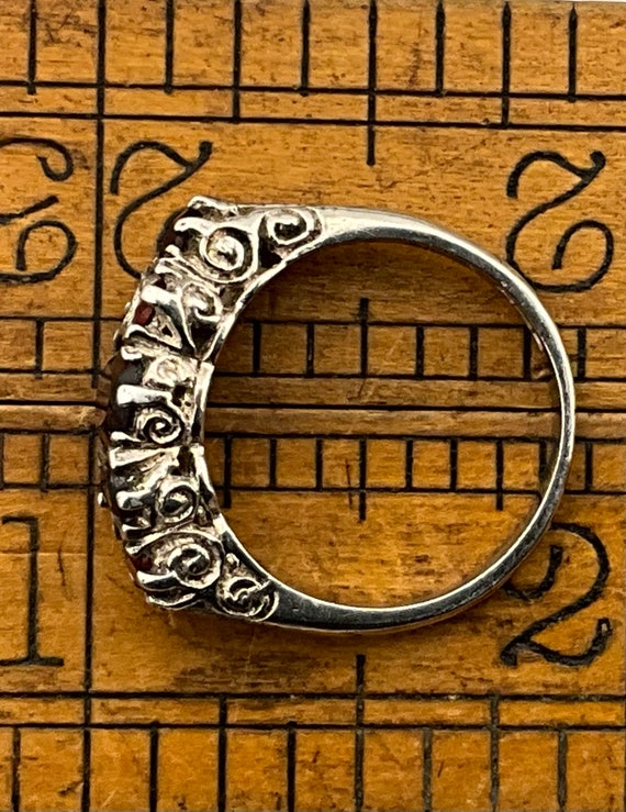 Vintage Garnet Sterling Silver Statement Ring, UK… - image 9