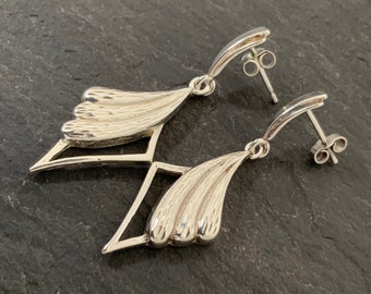 AeraVida Orecchini Pendenti In Argento 925 Con Conchiglia Shiva - Fatti A Mano In Thailandia - Lunghi 34 Mm - 3
