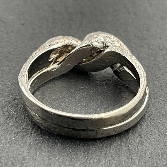 Vintage Interlocking Sterling Silver Textured Ban… - image 5