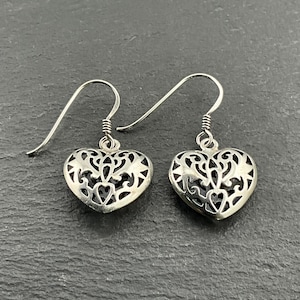 Vintage 90's Sterling Silver Triple Heart Drop Dangle
