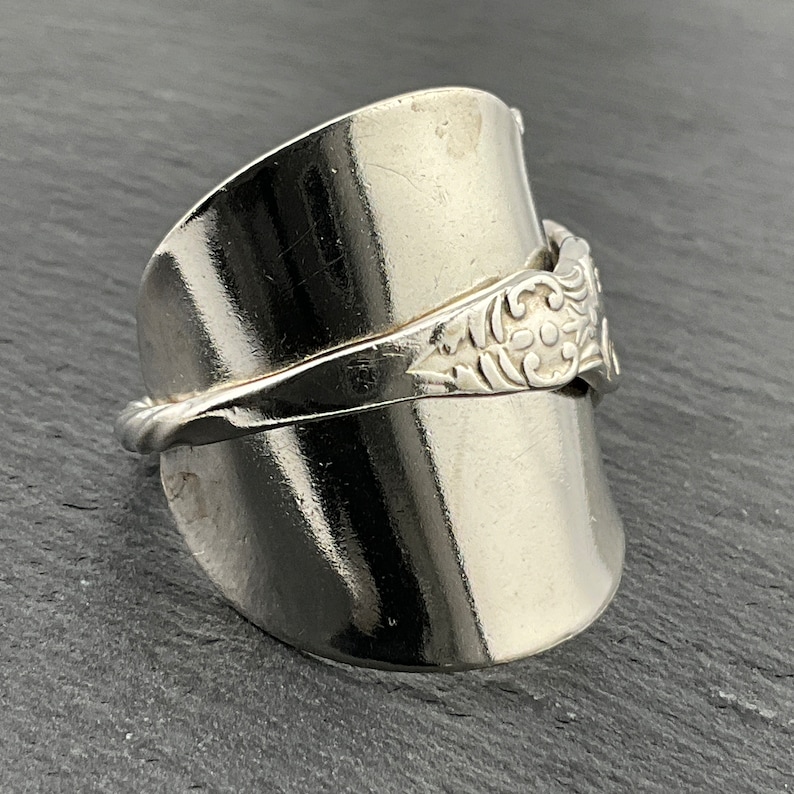 Antique Spoon Sterling Silver Wrap Statement Ring, UK Size V1/2, US