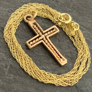 Vintage 9ct Gold Cross Pendant Necklace