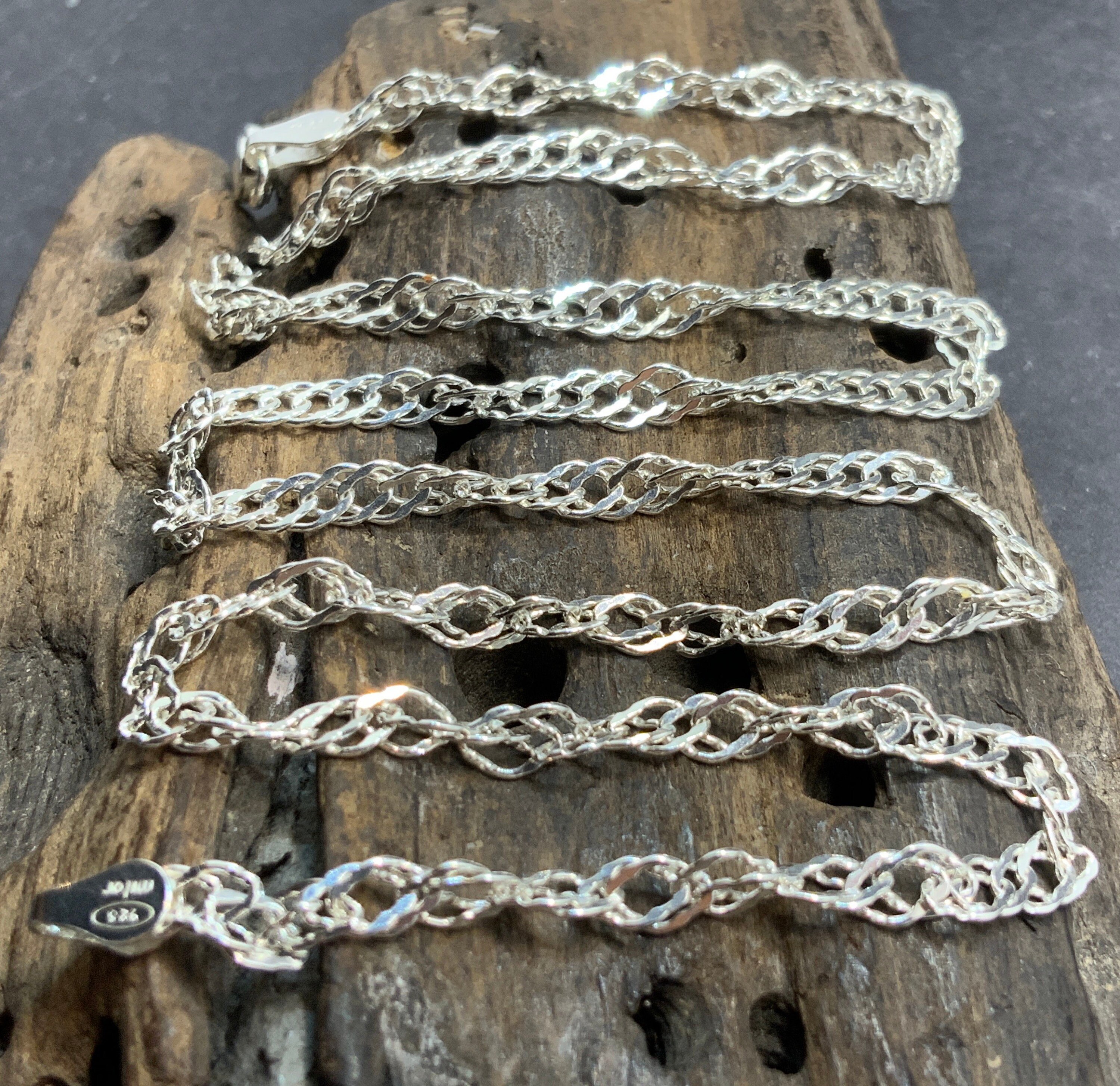 Vintage Sterling Silver Twist Curb Link Chain Necklace Etsy