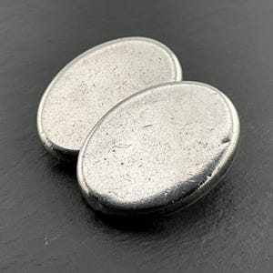Vintage Heavy Sterling Silver Oval Clip On Earrings