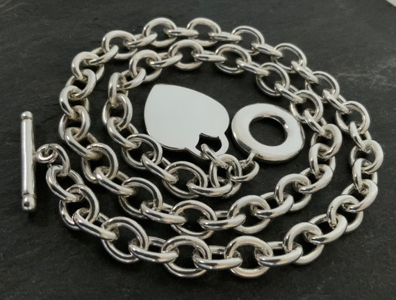 Vintage Heavy Sterling Silver Heart T-Bar Ring Ne… - image 3