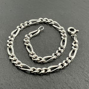 Vintage Sterling Silver Figaro Link Bracelet