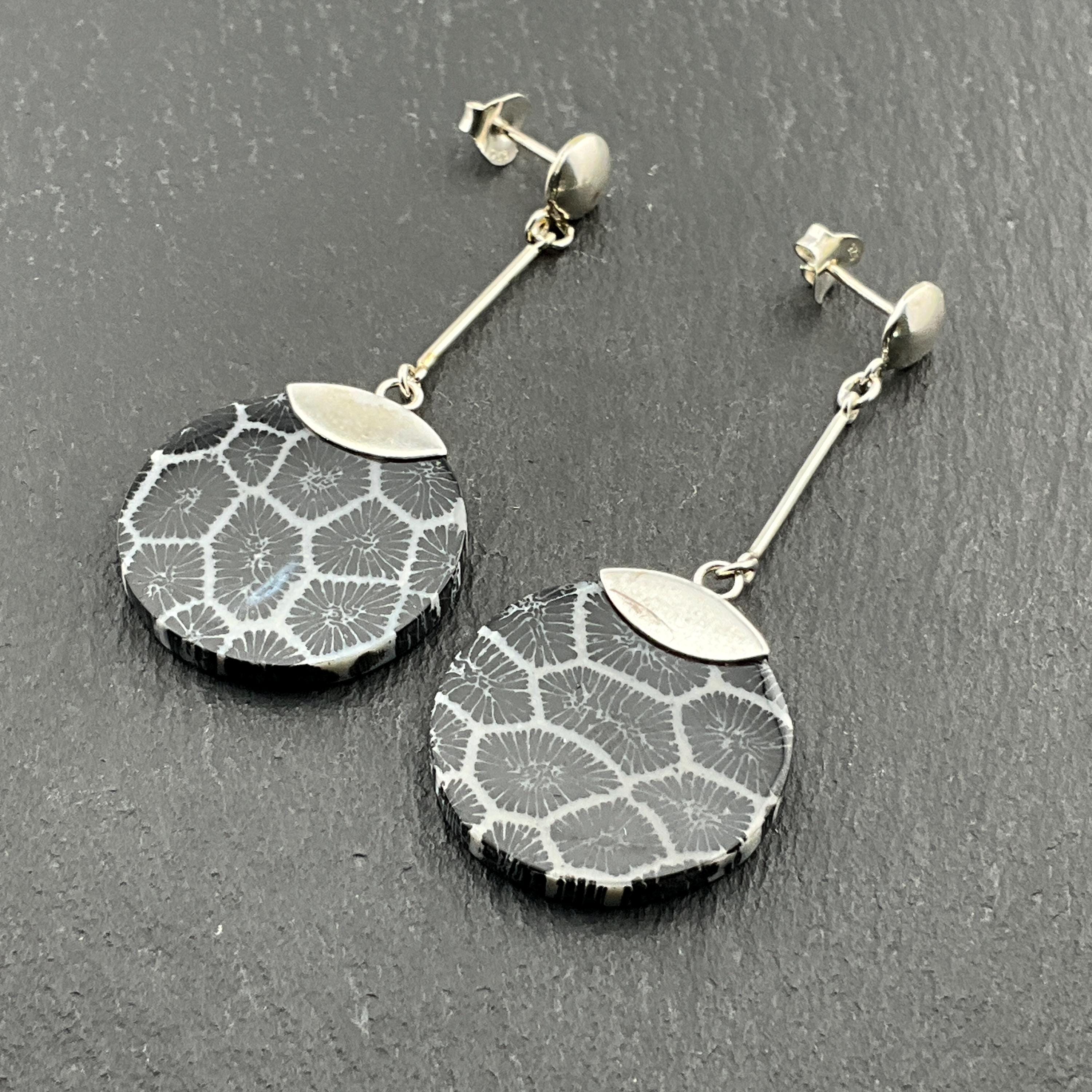 2025超人気 Vintage Sterling Silver Resin Seashell Statement Dangle Stud その他