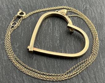 Vintage 9ct Gold Heart Pendant Necklace
