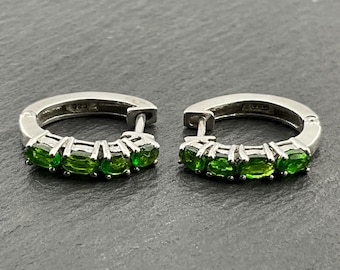 Vintage Peridot Sterling Silver Hoop Earrings