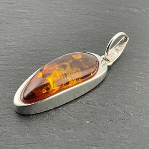 Vintage Amber Sterling Silver Pendant