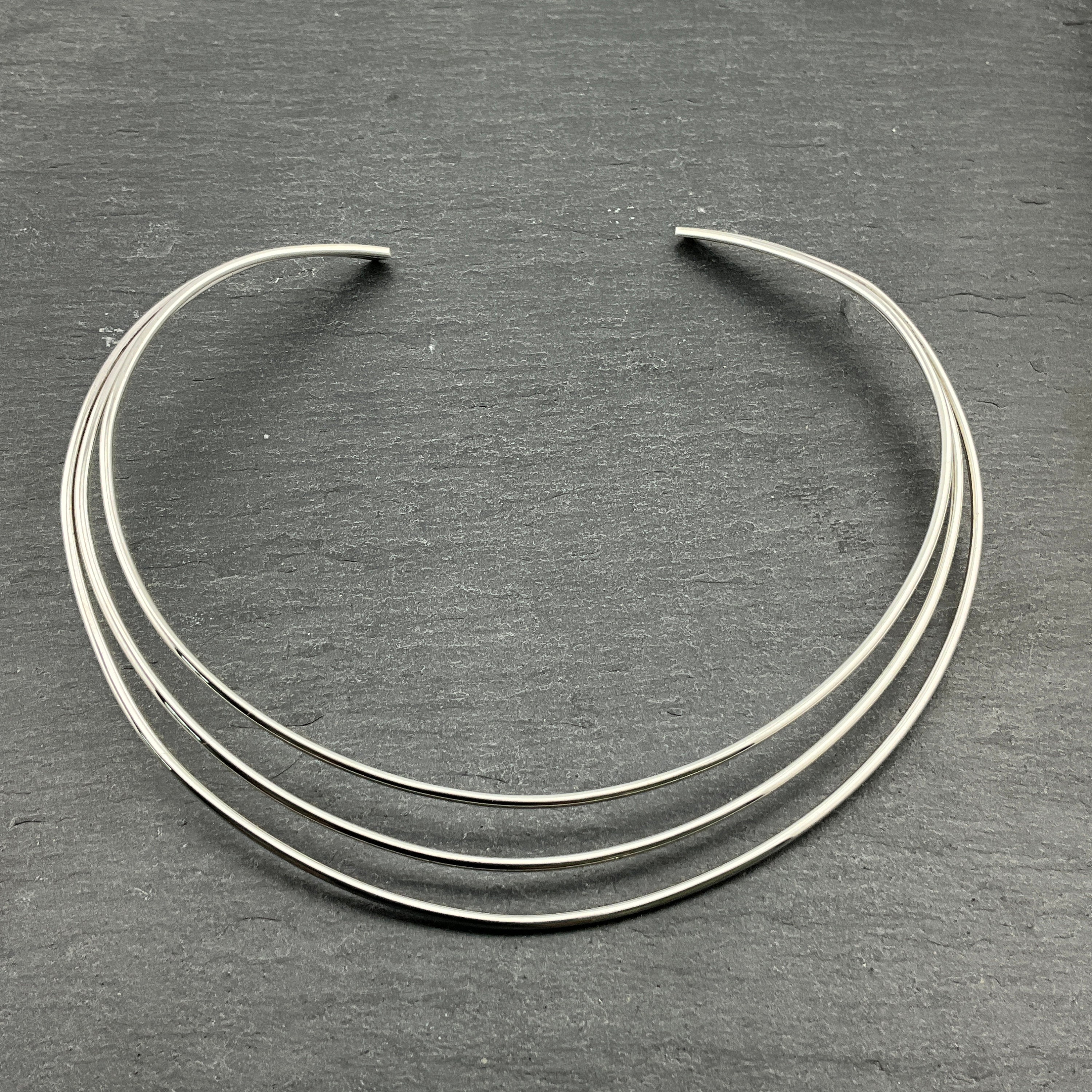 Vintage Heavy Sterling Silver Triple Collar Choker Necklace - Etsy