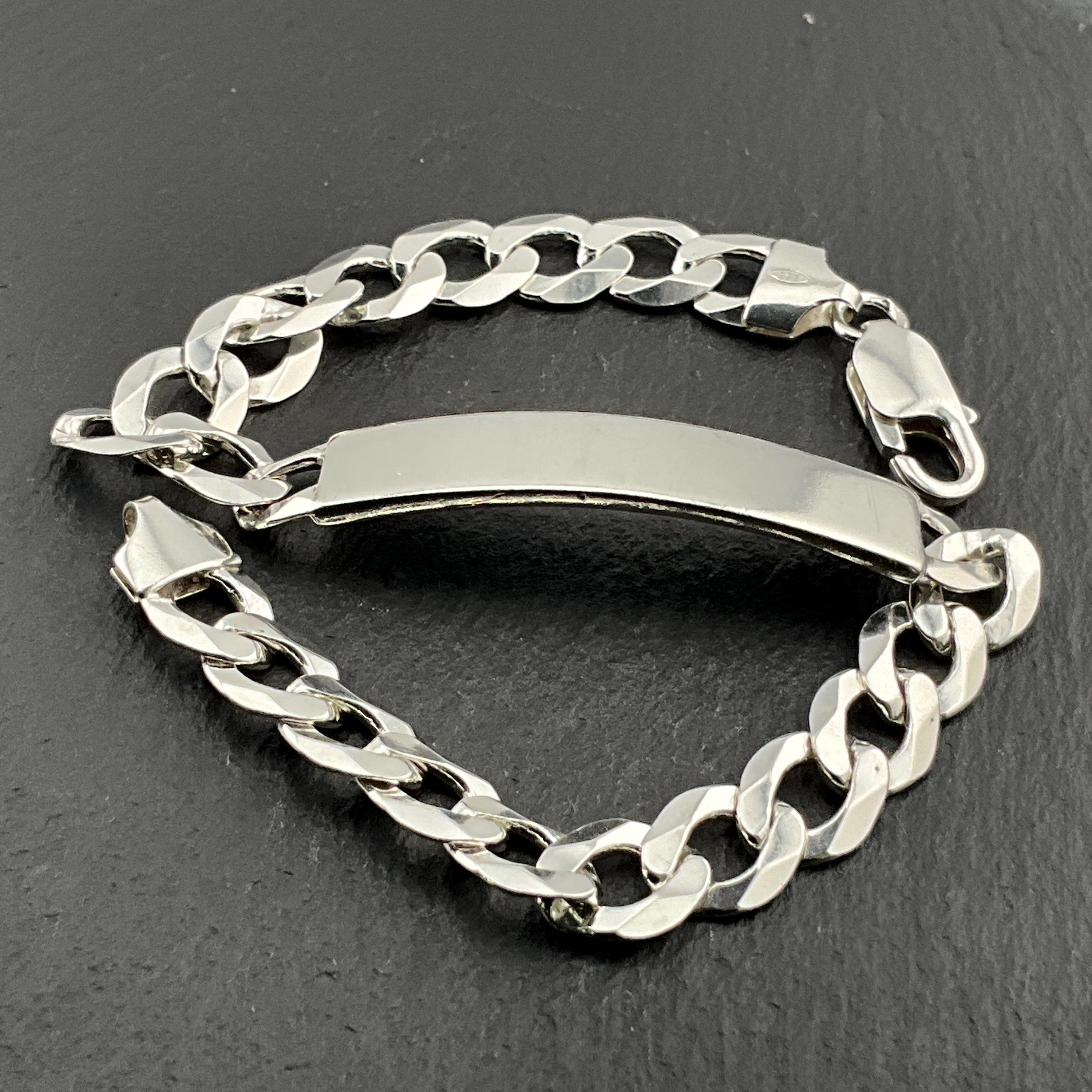 Vintage Chunky Sterling Silver ID Bracelet - Etsy Vintage Chunky Sterling Silver ID Bracelet - Etsy