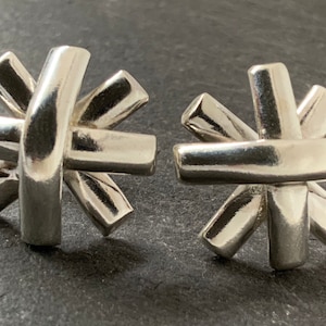 Vintage Sterling Silver Round Stud Earrings