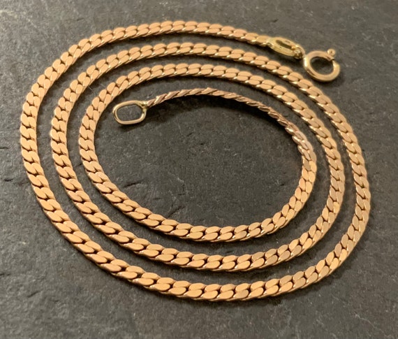 Vintage Solid 9ct Rose Gold Curb Link Necklace - image 1