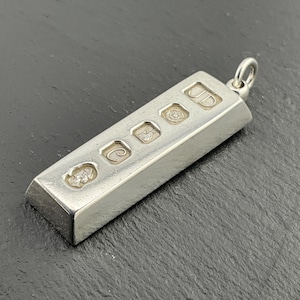 Vintage Super Heavy Hallmark Ingot Sterling Silver Pendant