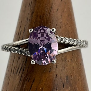 Vintage Amethyst Sterling Silver Statement Ring, UK Size M1/2, US Size 61/4, EU Size 52