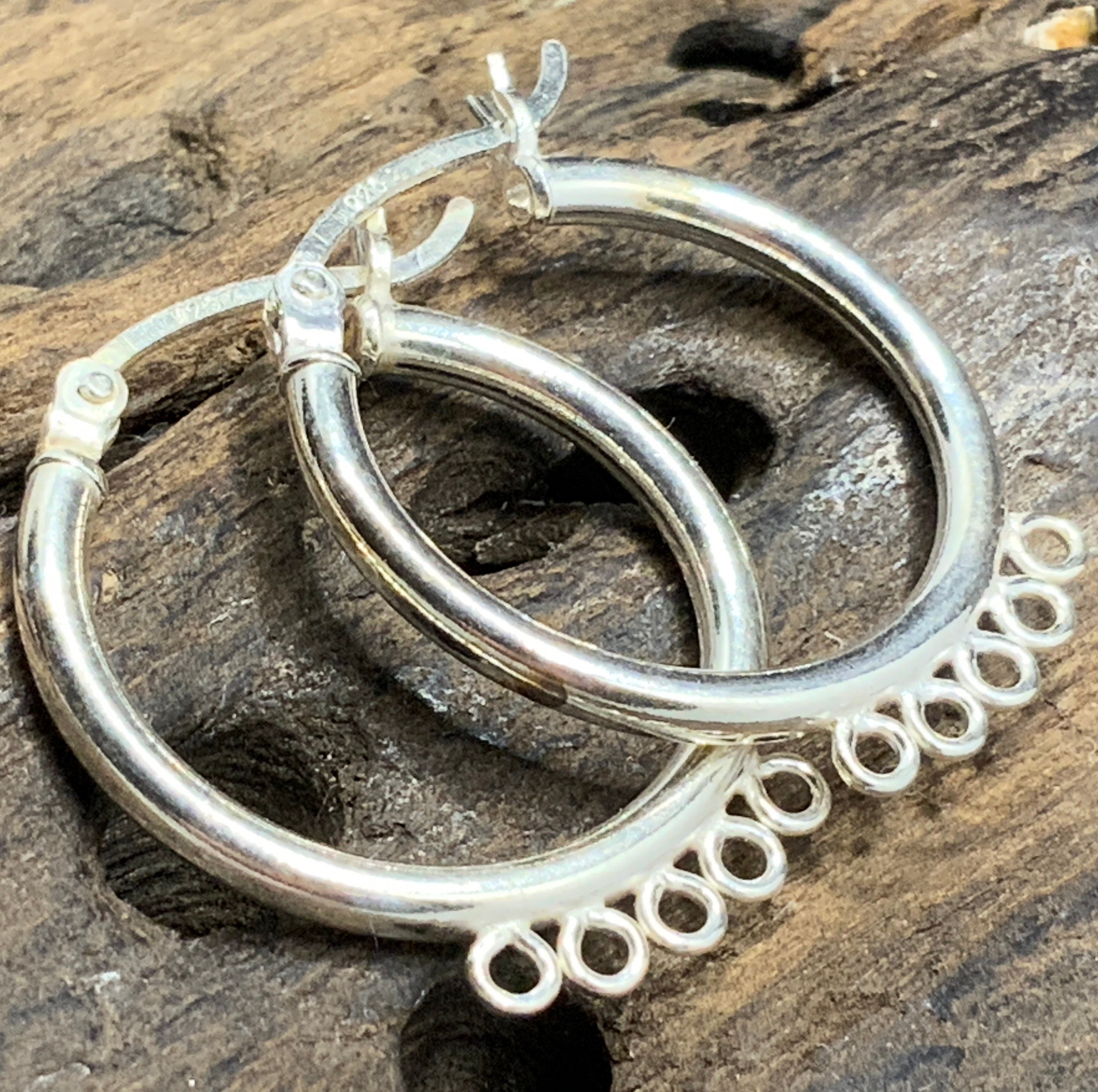 Vintage Sterling Silver Chunky Hoop Earrings Etsy