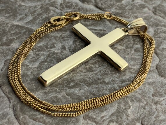 Vintage 9ct Gold Cross Pendant Necklace 