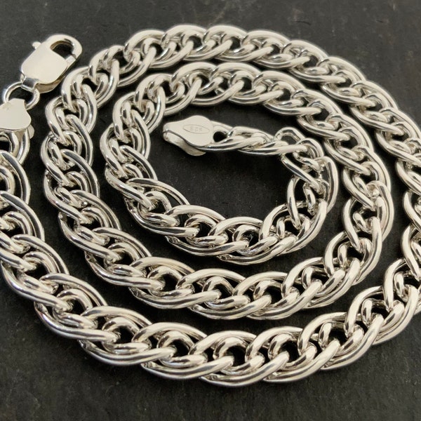 Vintage Heavy Sterling Silver Fancy Link Necklace