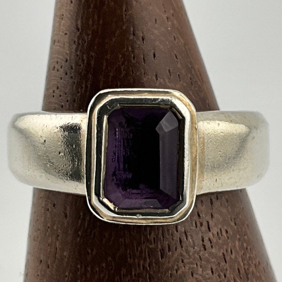 Vintage Amethyst Sterling Silver Ring, UK Size L,… - image 1