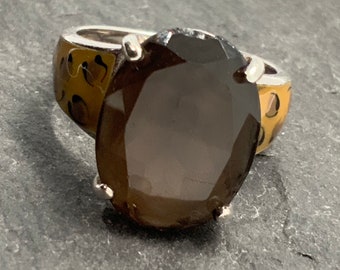 Vintage Sterling Silver Smoky Quartz Ring, Size M1/2