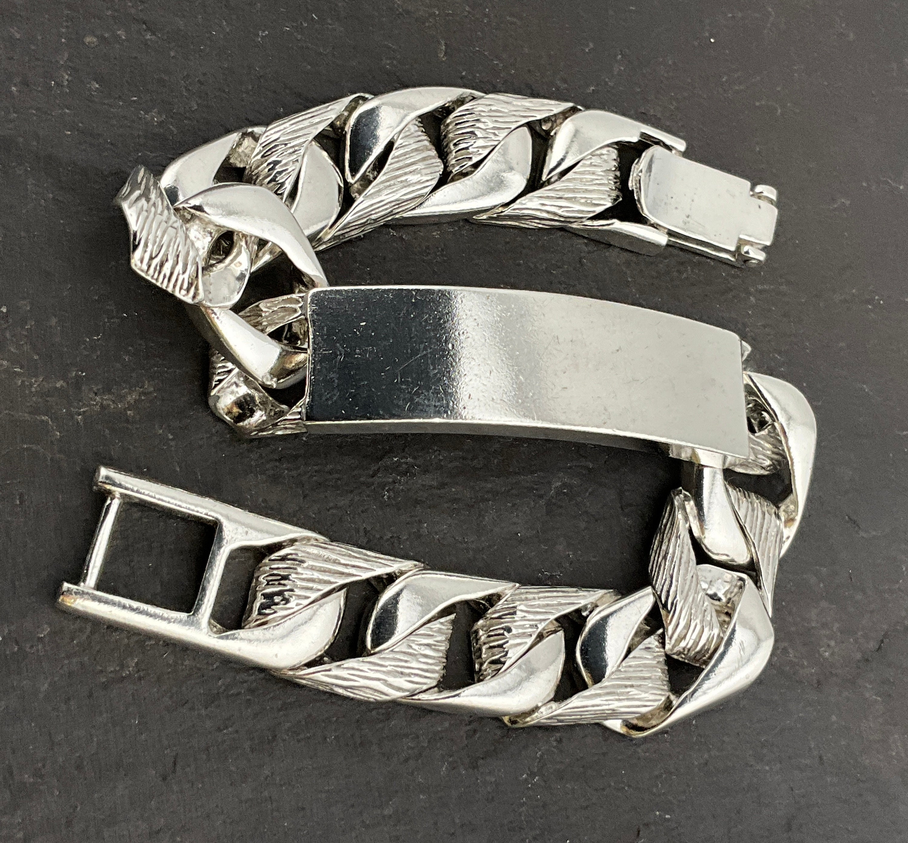 Vintage Heavy Chunky Sterling Silver ID Bracelet - Etsy Vintage Heavy Chunky Sterling Silver ID Bracelet - Etsy