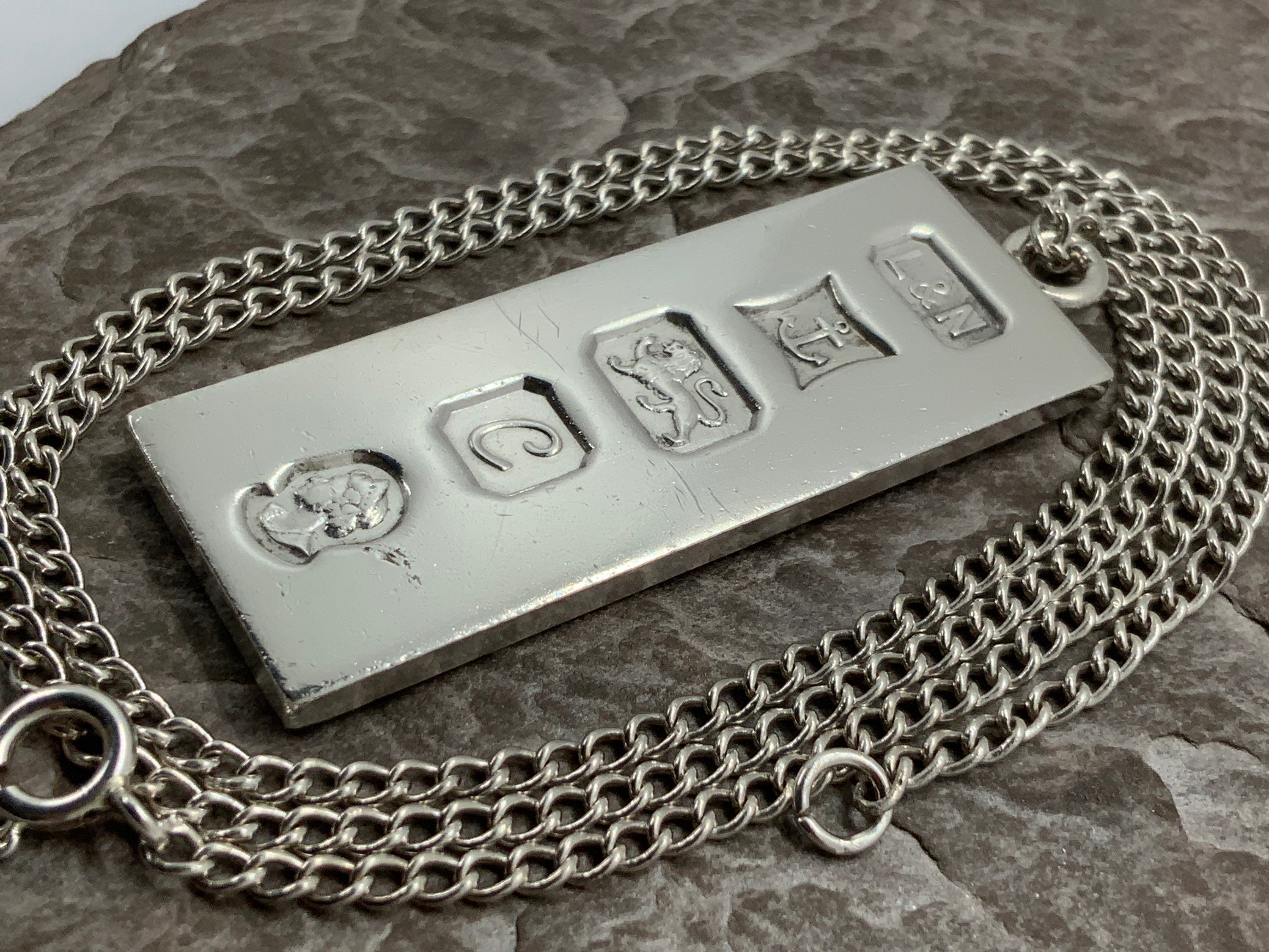 Silver clearance ingot necklace