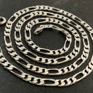 Vintage Heavy Sterling Silver Figaro Necklace