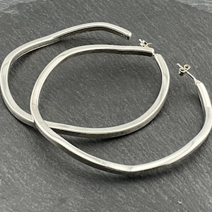 Vintage Large Sterling Silver Hoop Earrings