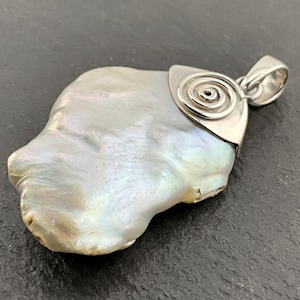 Vintage Mother Of Pearl Sterling Silver Swirl Pendant
