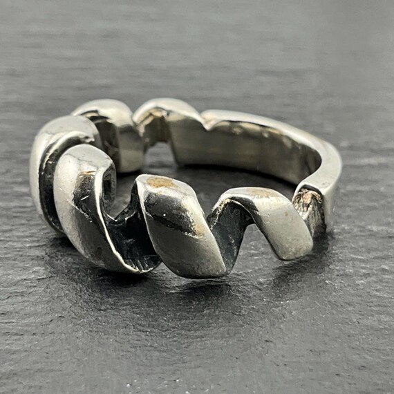 Genuine Sterling Silver Ring Solid Handmade Nicke… - image 4