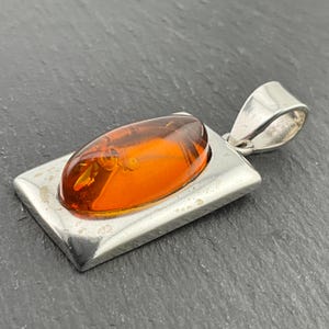 Vintage Amber Sterling Silver Pendant