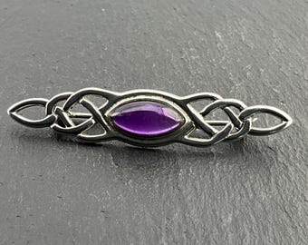 Broche Celtique Antique – Argent Plaqué Or Et Cristal, Style Vintage à Poinçons
