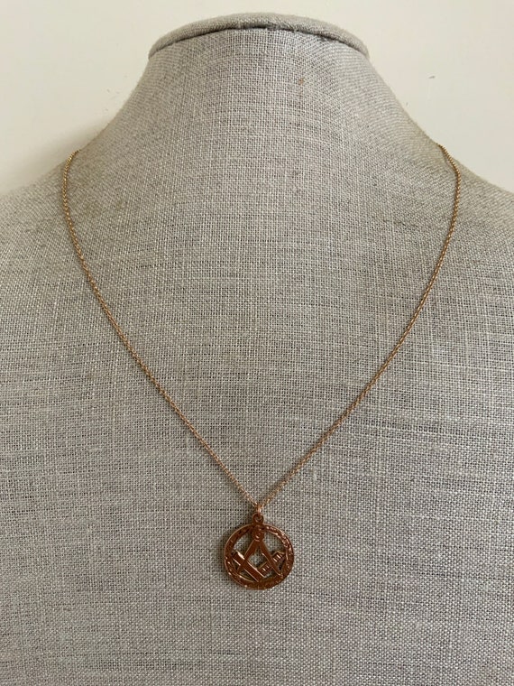 Antique 9ct Rose Gold Masonic Pendant Necklace - image 10