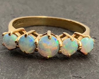Vintage 18ct Gold Natural Opal Ring, Size M1/2