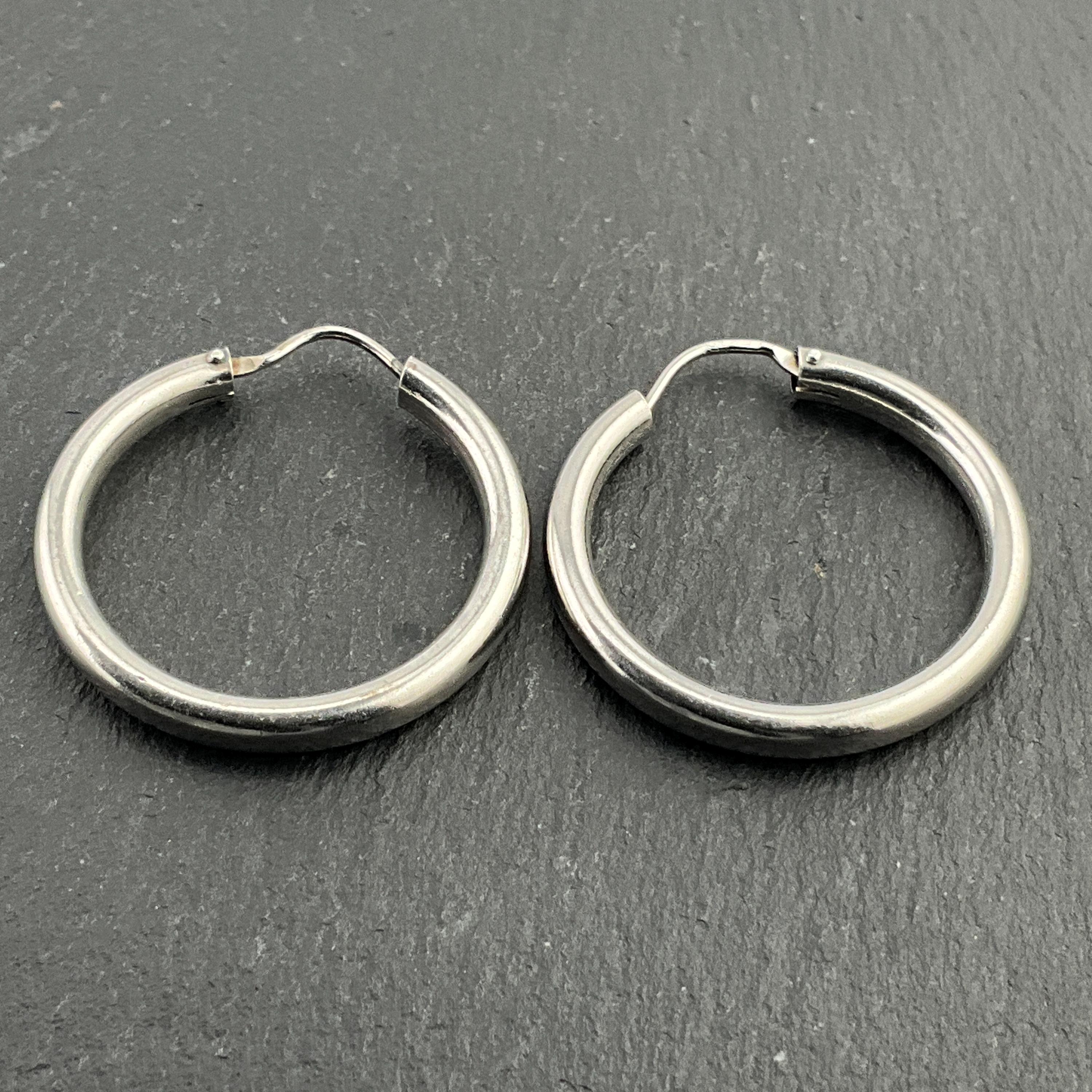 Vintage Sterling Silver Hoop Earrings - Etsy