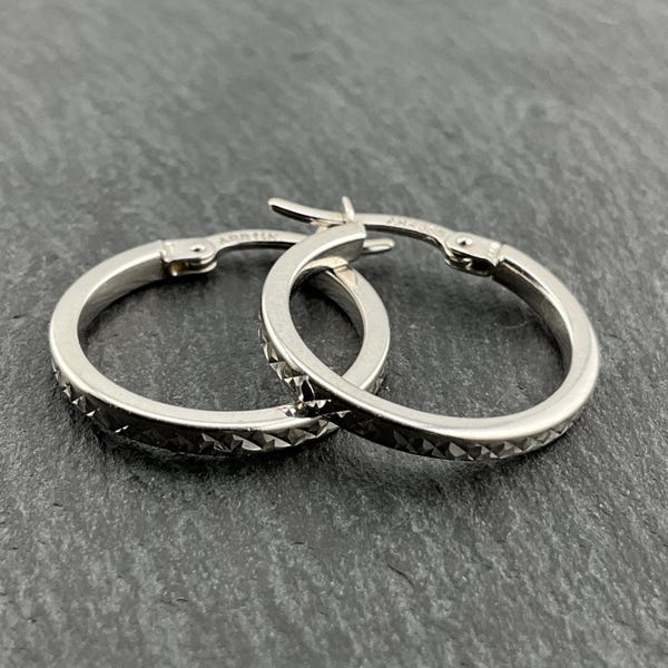 Vintage 14ct White Gold Huggie Hoop Earrings