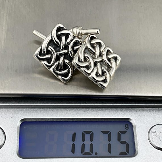 Vintage Solid Sterling Silver Celtic Knot Cufflin… - image 7