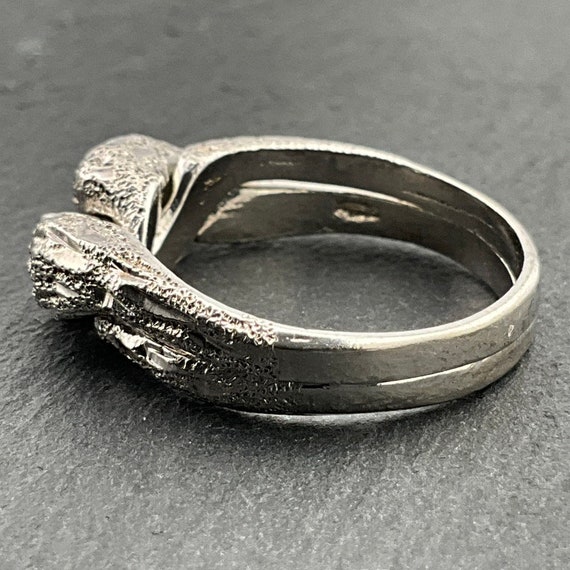 Vintage Interlocking Sterling Silver Textured Ban… - image 4